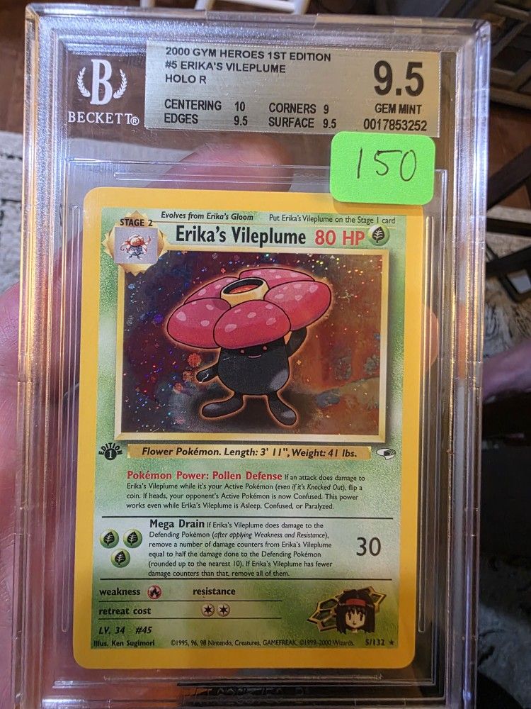 Erika's Vileplume 1st Edition Gym Heroes BGS 9.5