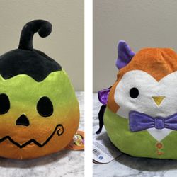 Squishmallow 6" Johan And Ellette Flip A Mallows 2022 Owl Vampire Jack O Lantern