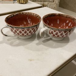 Pair Of Soup Or Cereal Ceramic Cups
