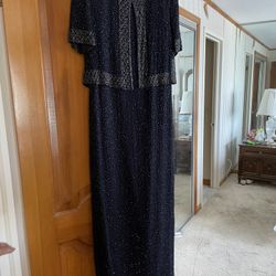 Sequin Navy Blue Gown Great For Mother Of The Bride