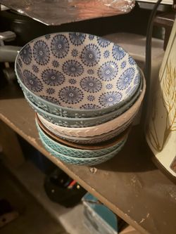 Decorative Ceramic Bowls – Blue & White Farmhouse Style