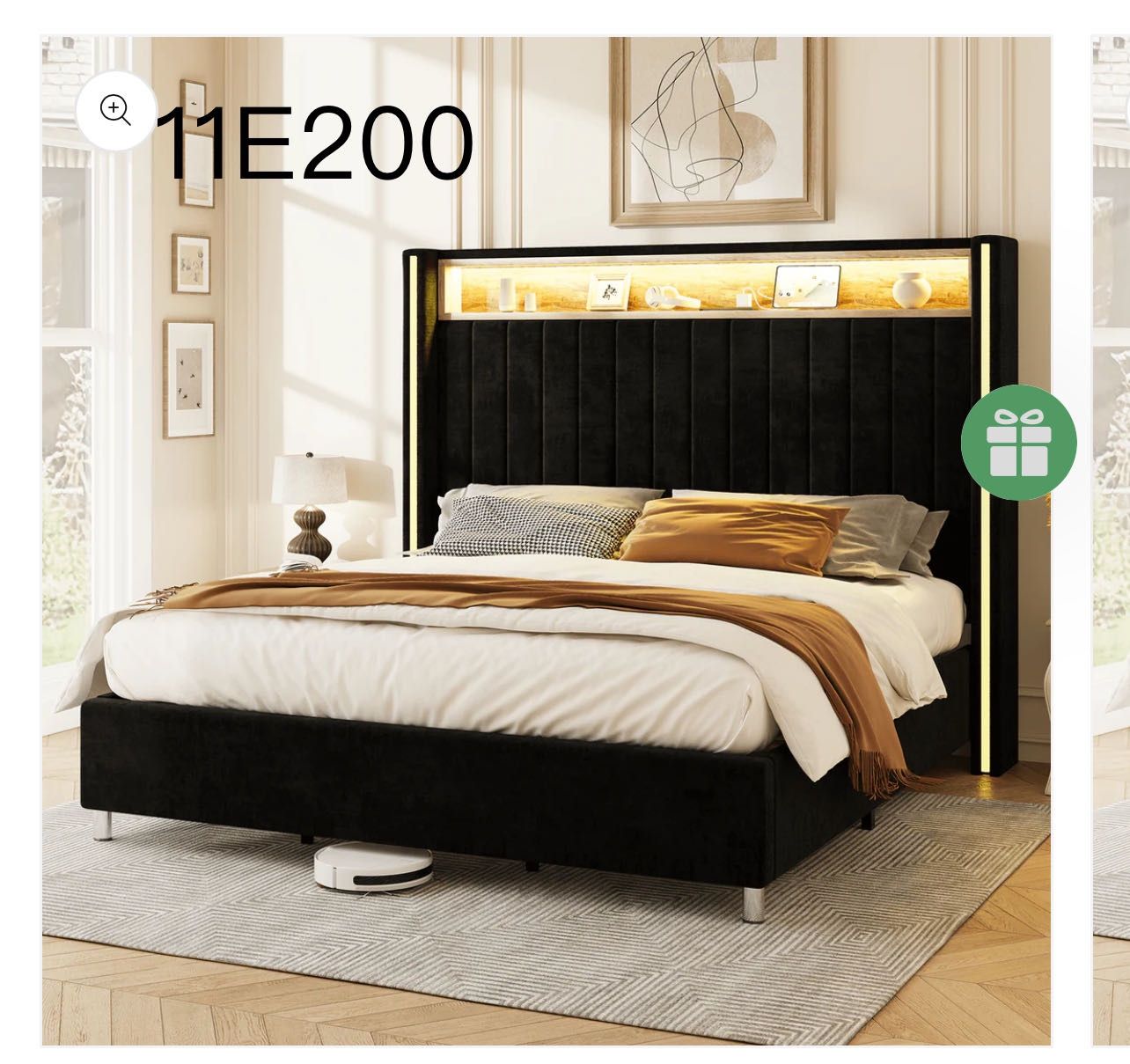 King Platform Bed Frame with LED Lights