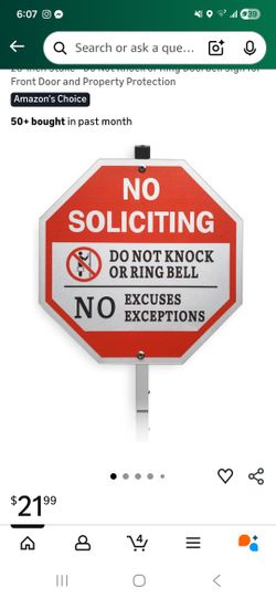 No Soliciting Sign for House - 10x10 Inch, 40 Mil Rustproof Aluminum, Weatherproof, Reflective, with 28-Inch Stake - Do Not Knock or Ring Doorbell