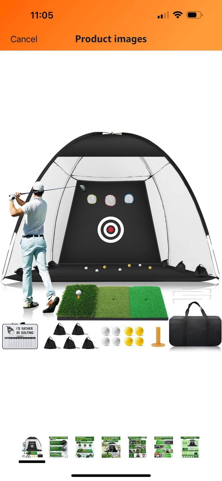 Brand New In Box Golf Net, 10x7ft Golf Practice Net with Foldable Tri-Turf Golf Mat, All in 1 Golf Hitting Net with Scoreboard & Target, Golf Chipping