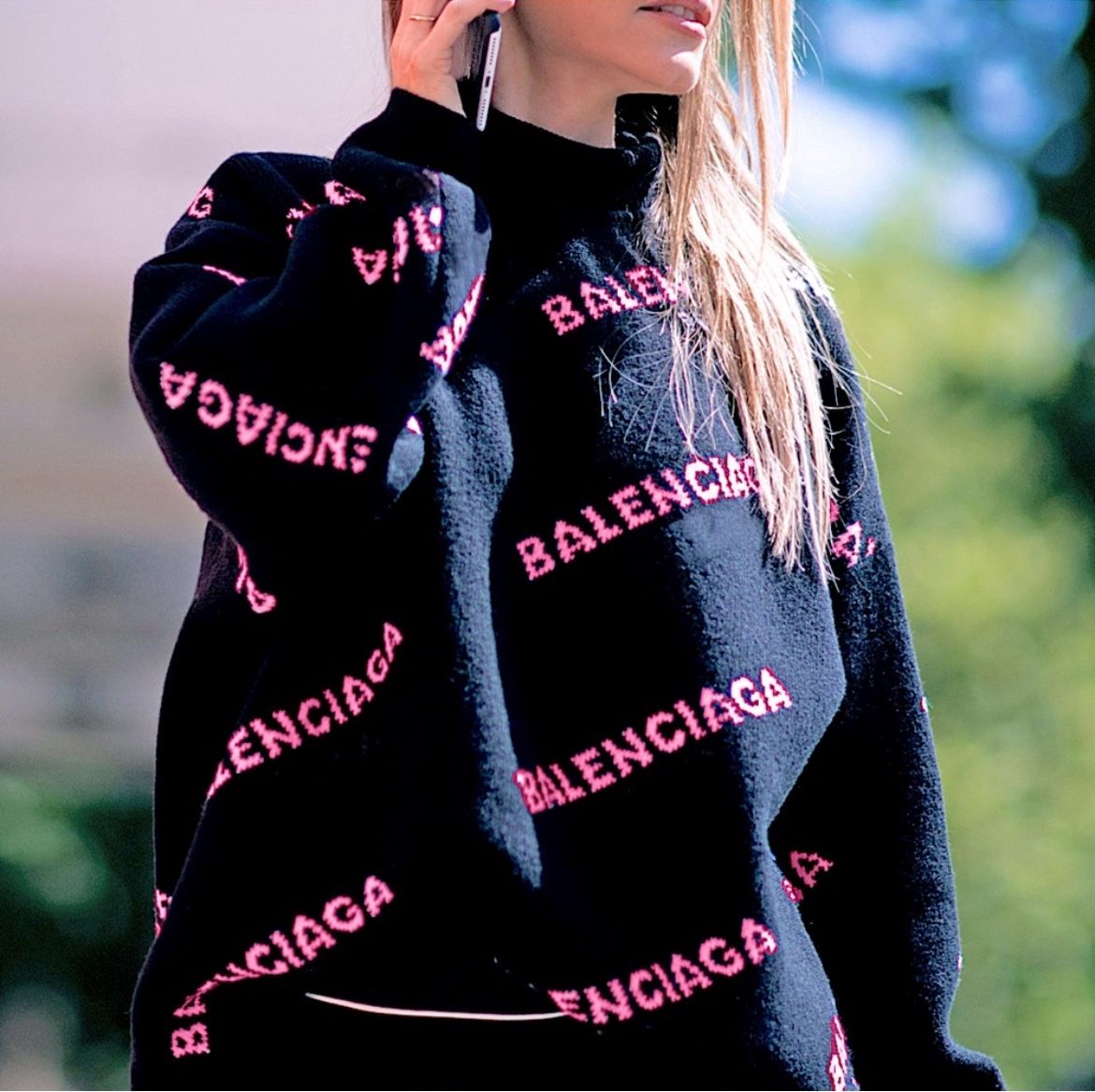 Street Style Balenciaga Logo Crewneck Balenciaga Crew Neck Knit