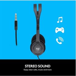 Logitech H111 Wired Headset, Stereo Headphones with Noise-Cancelling Microphone, 3.5 mm Audio Jack