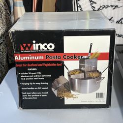 Winco APS-20 Aluminum Pasta Cooker 20 Qt w/ 4 Stainless Steel Inserts