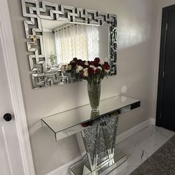glass table plus mirror for sale