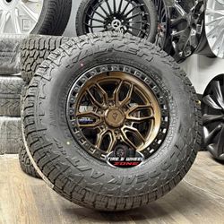 NEW 17x9 Arena Hustle Wheels 6x139 285/70R17 Falken AT4W Tires Silverado Tacoma 4Runner Tundra Ram