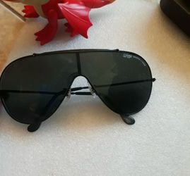 Ray Ban Bausch & Lomb Vintage Wings Aviator Shield Sunglasses Black W/ Case