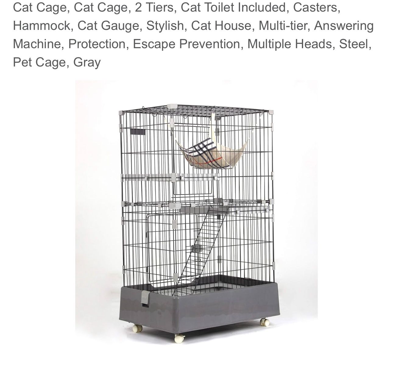 Cat Cage, Cat Cage, 2 Tiers, Black