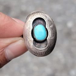 Turquoise And Sterling Silver Ring Size 7 
