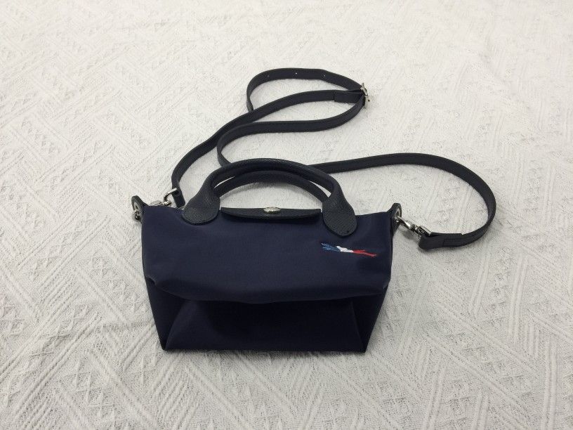 LongChamp Le Pliage Tres Paris Navy Mini pouch with Shoulder Strap