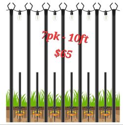 7 Pack 10 FT String Light Poles,Metal with Fork Lights Poles for Outdoor String Light, Rustproof Heavy Duty for Outside Garden,Patio,Wedding,Backyard,