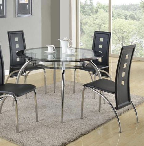 Mila Black/Silver Round Dining Set | dining table with chairs