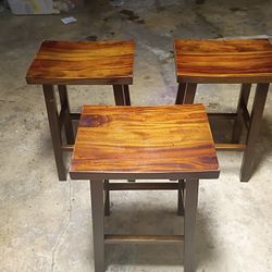 Rustic Wooden Bar Stool with Backless Design – Tall Counter Height Stool with Footrest for Kitchen, Bar, or Café