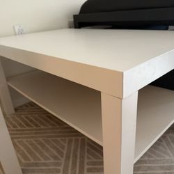 White Coffee Table with Shelf – 90x55 cm – Great Condition – $40 – Brookline Pickup