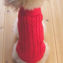 Tangpan Turtleneck Classic Straw-Rope Pro Pet Dog Sweater Apparel(Red,XS)