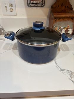 Blue Enamel Dutch Oven with Glass Lid