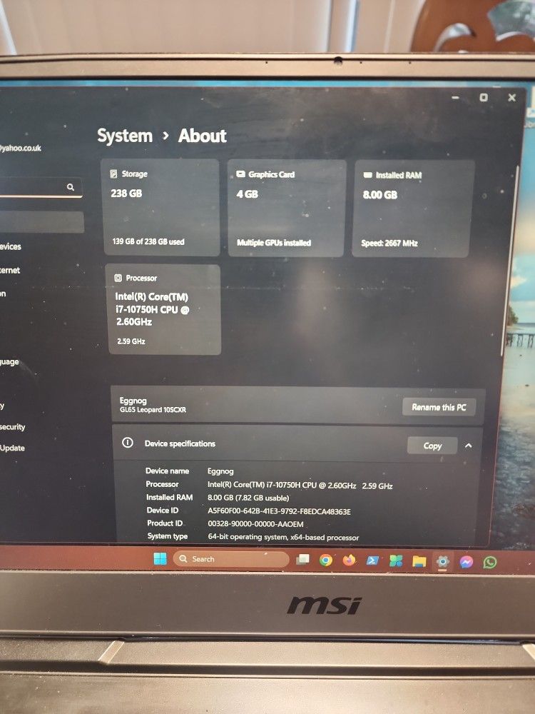 Laptop MSI GL 65 Leopard FULLY WORKING