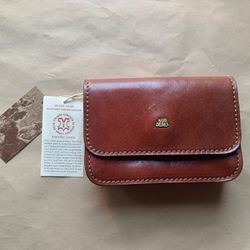 SobDeall Belt Wallet Card/Coin Holder Chestnut/Brown Genuine Leather From Italy 💯% Brand New w/Tags Never Been Used!
