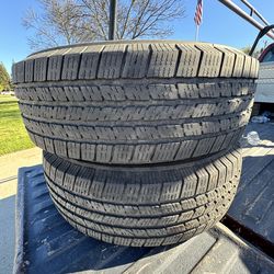 Two used 225/75/16 Michelin tires 70 percent tires life left  no patches or plugs on them.