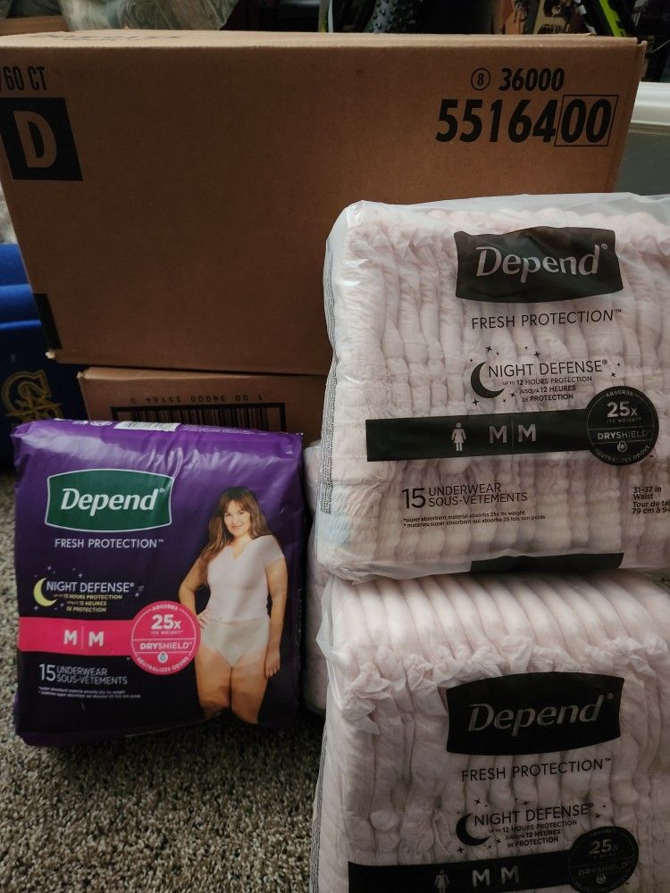 12 Packs Of 15 (180 Total) Medium Depends Nighttime