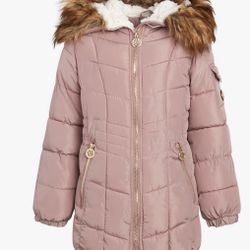 Girls' Winter Jacket - Bubble Puffer Parka Coat with Fur Trim Hood Size 10/12