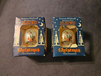 New Norman Rockwell Christmas Glass Ornaments: "Santa's Expenses"