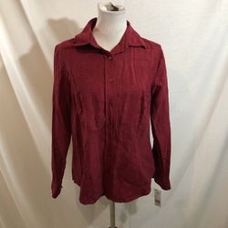 Norton McNaughton “Rumba Red” Long Sleeve Button Up, Stitch Work - Womens M, NWT, bust 20”, length 25”