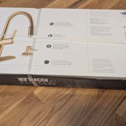 Kohler Koi Kitchen Faucet Vibrant Brushed Moderne Brass New #R22940-SD-2MB