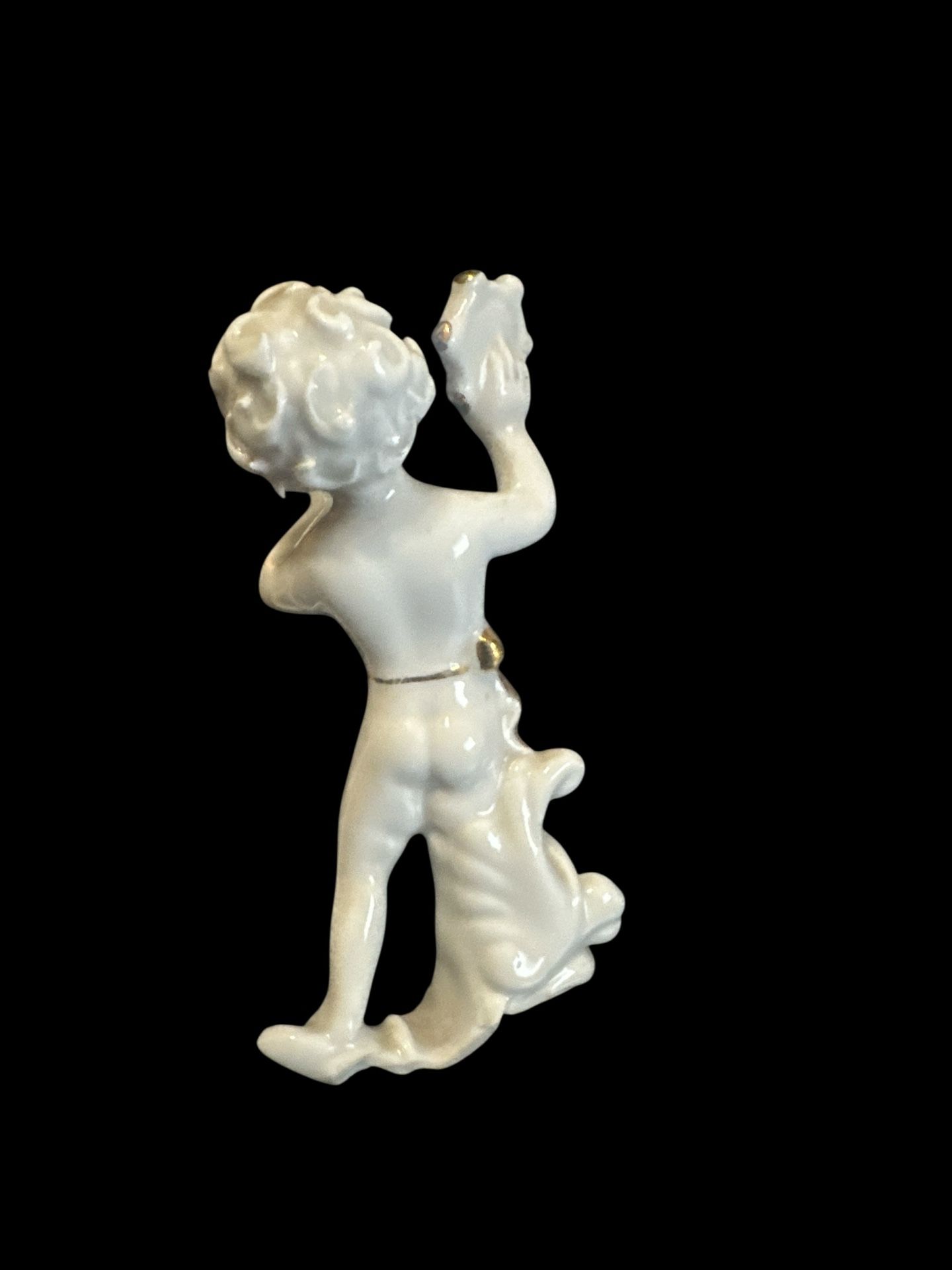 Ancient Porcelain Roman Statue-Style Boy Figurines with Gold Accents