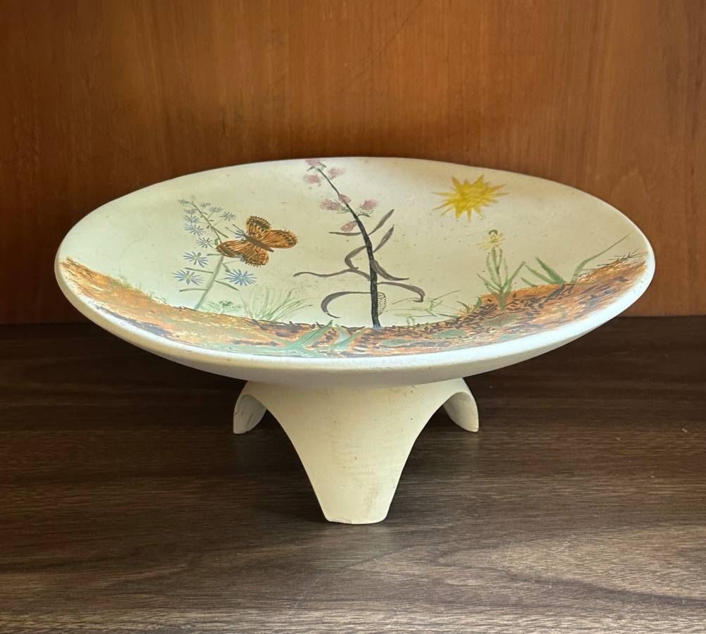 Vintage Mid Century Butterfly Pedestal Cake Plate Stand Tray