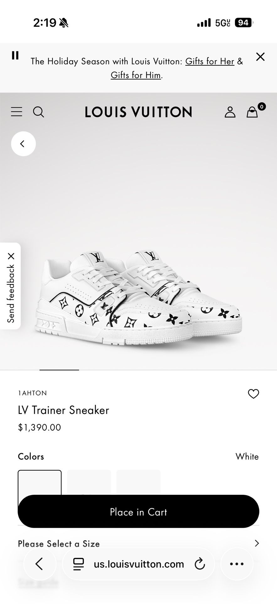 Louis Vuitton Trainer Sneakers Size 8.5