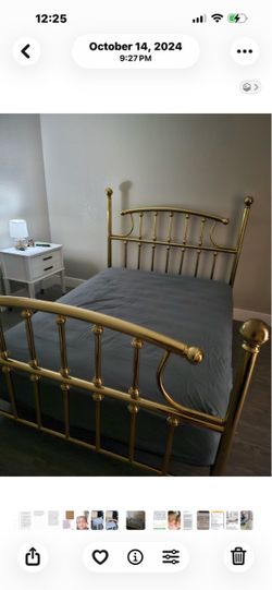 Gold Brass Metal Queen Bed Frame