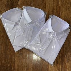 3 x Light purple short-sleeve shirts,100% cotton, made in Taiwan, XL.