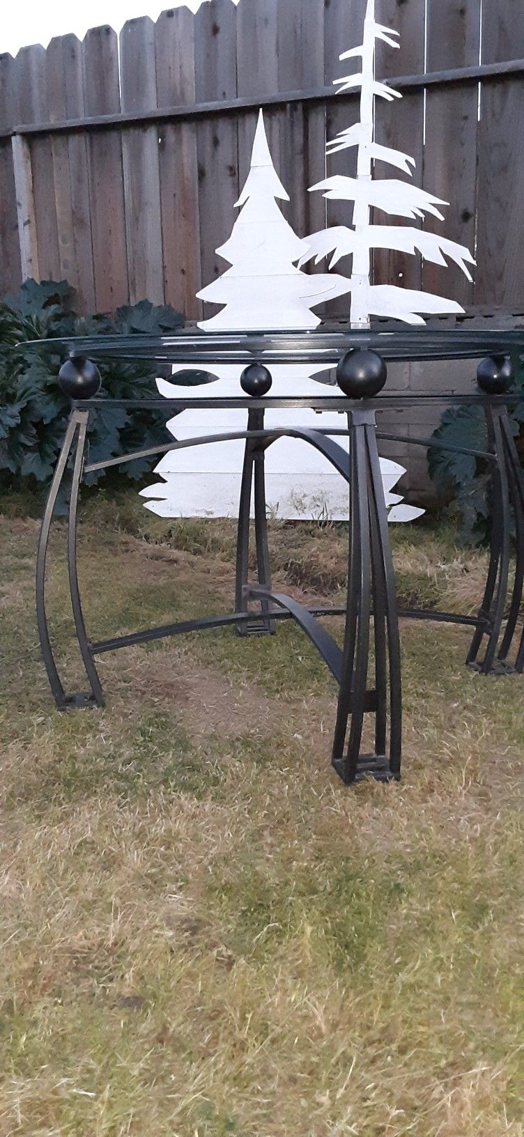 Wrought Iron Dining Table With Glass