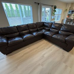 Perfect Condition Top Grain Leather Sectional 