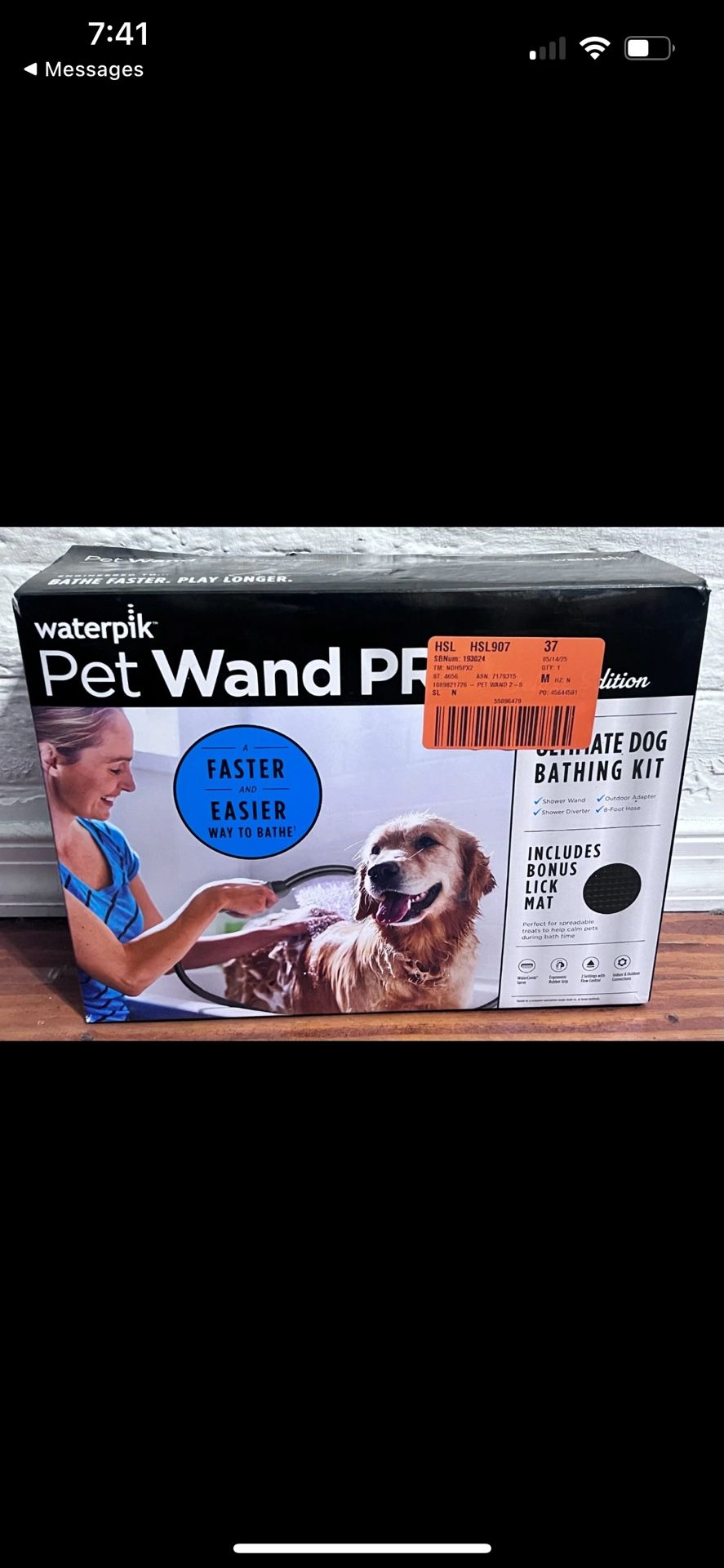 Waterpik Pet Wand 2-Spray Setting Wall Mount Indoor-Outdoor Handheld Shower Head