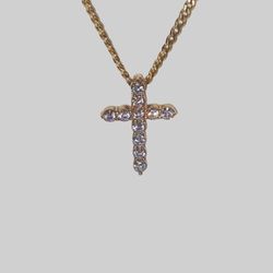 1 ctw Lab Grown Diamond Cross Pendant 14k Yellow Gold