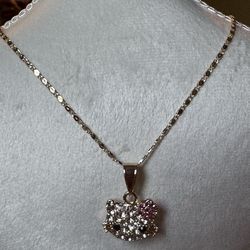 Hello kitty necklace earring set gold plated