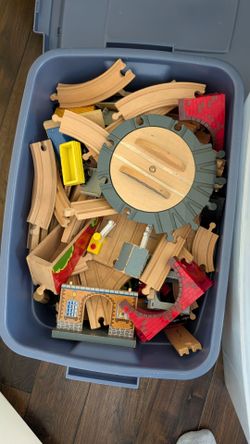 Wooden trains and train tracks