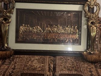 Large Last Super Framed Art With XL Gold Gilded Spoons