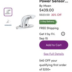 Exelente llaves con sensor  de movimiento exelente marca moen nueva  con garantía muy baratas $210  tengo 2 aparte las suya se miran muy bonitas 