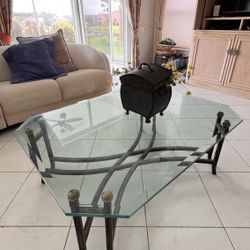 Faux-Finished Glass Top Coffee Table + Side Table – Elegant 2-Piece Set