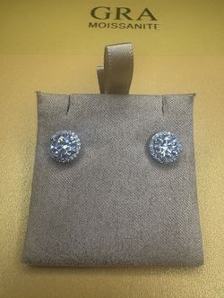 Moissanite Circle Halo Earrings – 6.5mm 2ct Total, S925 Silver, GRA Certified VVS1