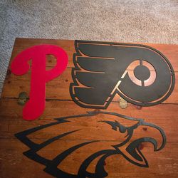 Set of 3 hand crafted metal philly team logos