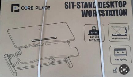 32 in W Core Place Adjustable Height Sit Stand 2 Level Desktop Station Black