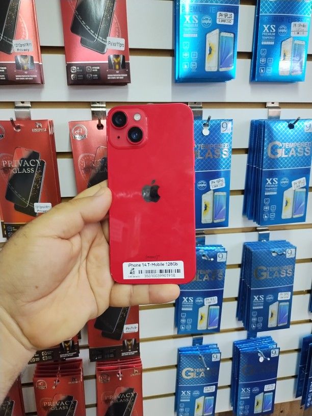 Unlocked For T-   Mo bile  14  128Gb Red Clean , Charger And Warranty Included 