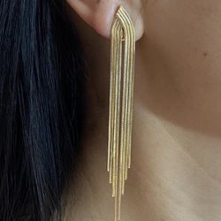Gold Tassel Clip On Earrings,Gold Clip On Earrings,Silver Tassel Clip on Earrings